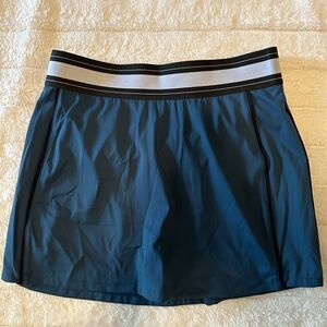 Green Athletic Skirt with Striped Waistband